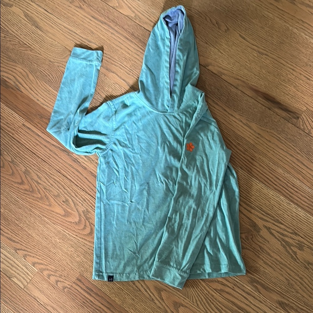 Johnnie-o Kids Size 8 Long Sleeve Shirt Hoddie Striped Teal